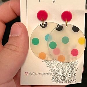 Rainbow Colorful Polka Dot Earrings